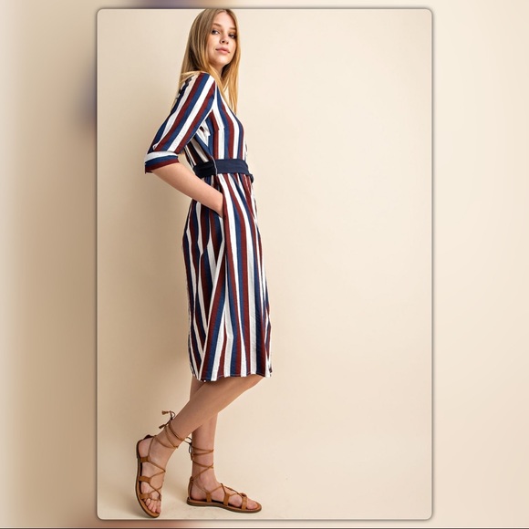Multicolored Striped Midi Dress - Picture 6 of 8